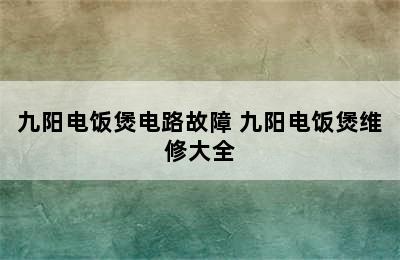 九阳电饭煲电路故障 九阳电饭煲维修大全